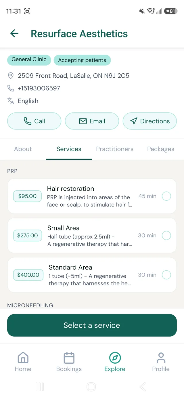 Booking flow in the Zdrovia app